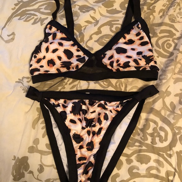 cheetah print two piece bathing suit